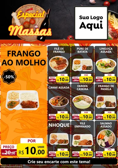 Modelo de Encarte para Encarte A4 Vertical com o tema Especial Massas para Restaurante