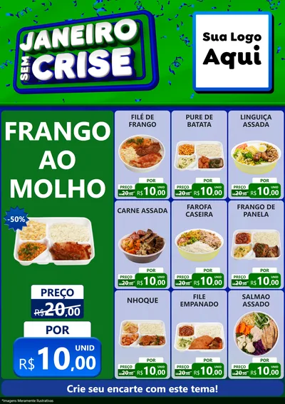 Modelo de Encarte para Encarte A4 Vertical com o tema Janeiro Sem Crise para Restaurante