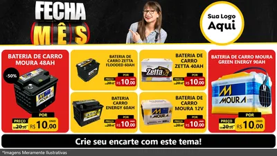 Modelo de TV para TV Horizontal com o tema Fecha Mês para Baterias Elétricas