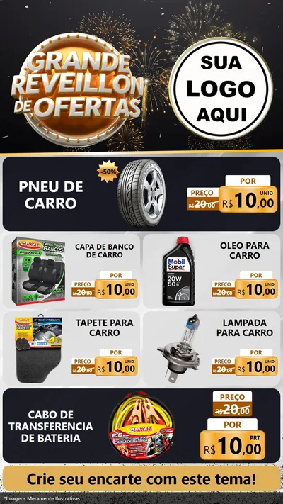 Modelo de TV para TV Vertical com o tema Grande Réveillon de Ofertas para Auto peças