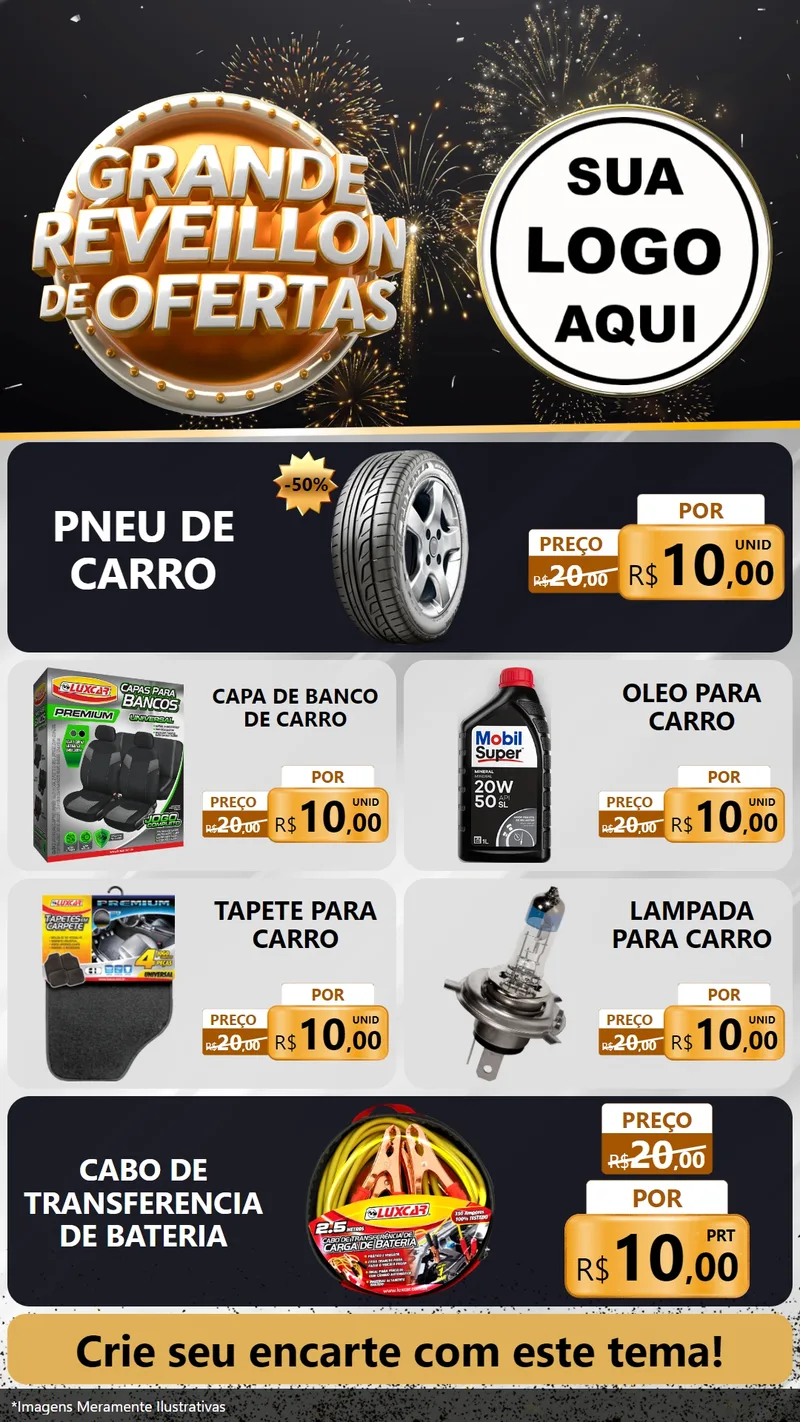Modelo de TV para TV Vertical com o tema Grande Réveillon de Ofertas para Auto peças