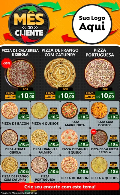 Modelo de Encarte para Encarte Grande com o tema Mês do Cliente para Pizzaria
