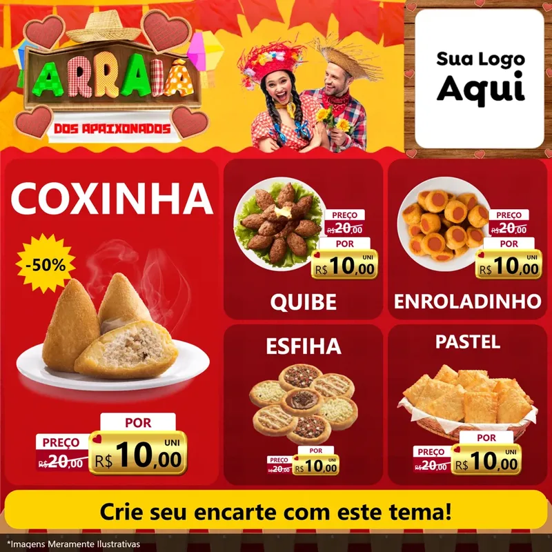 Modelo de Rede Social para Feed Facebook com o tema Arraiá Dos Apaixonados - Junina para Salgadaria