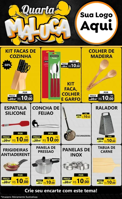 Modelo de Encarte para Encarte Grande com o tema Quarta Maluca para Utilidades Domésticas