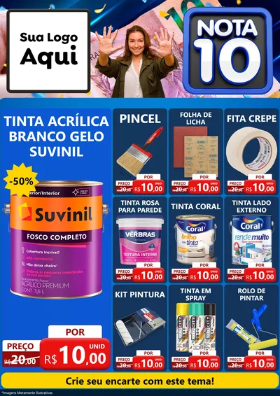 Modelo de Encarte para Encarte A4 Vertical com o tema Nota 10 para Tintas e Ferramentas