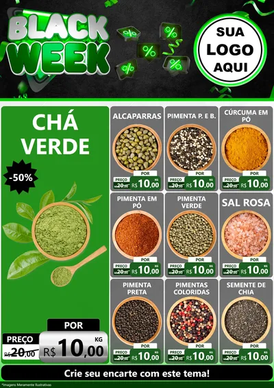 Modelo de Encarte para Encarte A4 Vertical com o tema Black Week para Produtos Naturais