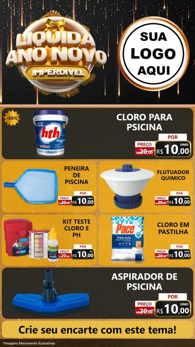Modelo de TV para TV Vertical com o tema Liquida Ano Novo Imperdível para Produtos para Piscina