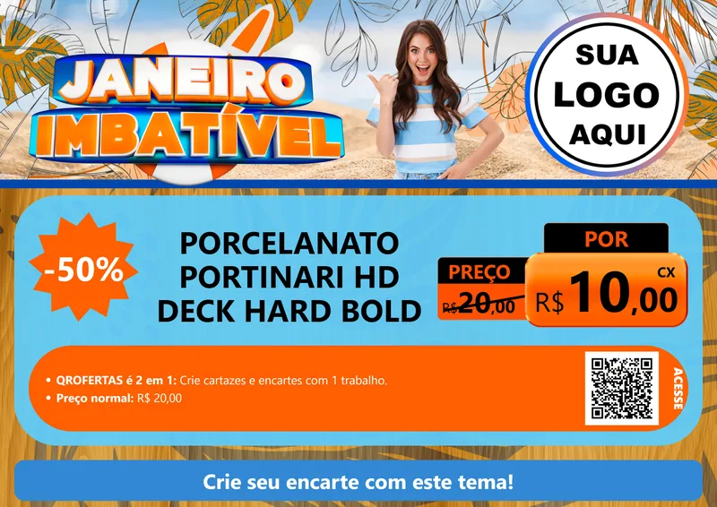 Modelo de Cartaz para Cartaz A4 Horizontal com o tema Janeiro Imbatível para Pisos e revestimentos