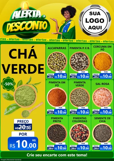 Modelo de Encarte para Encarte A4 Vertical com o tema Alerta de Desconto para Produtos Naturais