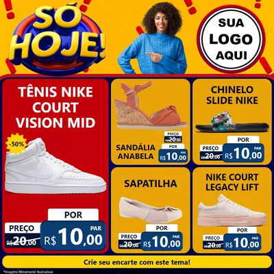 Modelo de Rede Social para Feed Facebook com o tema Só Hoje! para Calçados