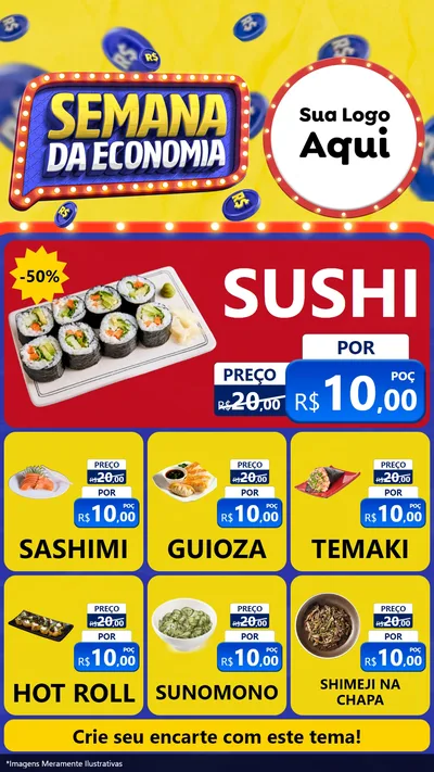 Modelo de Rede Social para Stories com o tema Semana da Economia para Comida japonesa