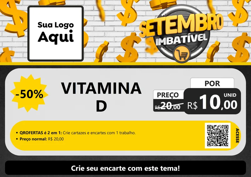 Modelo de Cartaz para Cartaz A4 Horizontal com o tema Setembro Imbatível para Farmácia