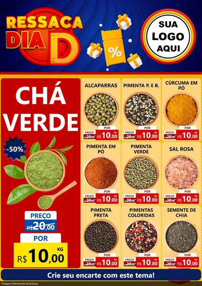 Modelo de Encarte para Encarte A4 Vertical com o tema Ressaca Dia D para Produtos Naturais