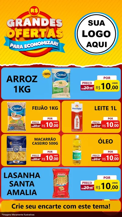 Modelo de TV para TV Vertical com o tema Grandes Ofertas Para Economizar! para Supermercado
