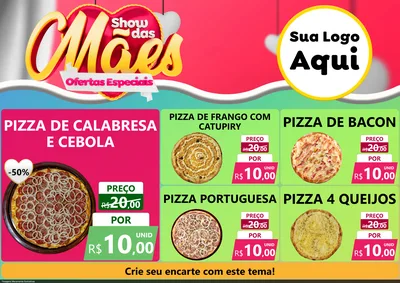 Modelo de Encarte para Encarte A4 Horizontal com o tema Show das Mães - Ofertas Especiais para Pizzaria