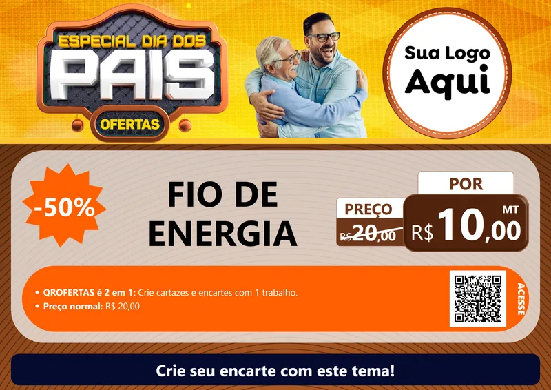Modelo de Cartaz para Cartaz A4 Horizontal com o tema Especial Dia dos Pais para Materiais Elétricos