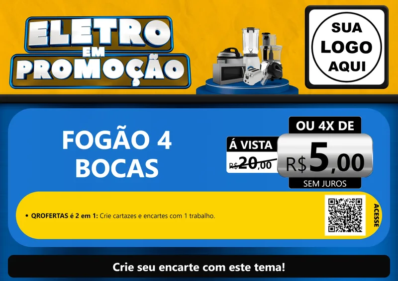 Modelo de Cartaz para Cartaz A4 Horizontal com o tema Eletro em Promoção para Móveis e Eletro