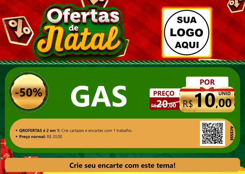 Modelo de Cartaz para Cartaz A4 Horizontal com o tema Ofertas de Natal para Água e gás