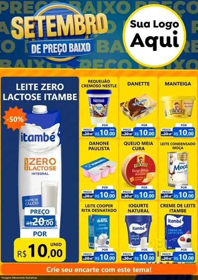 Modelo de Encarte para Encarte A4 Vertical com o tema Setembro De Preço Baixo para Frios e Laticínios