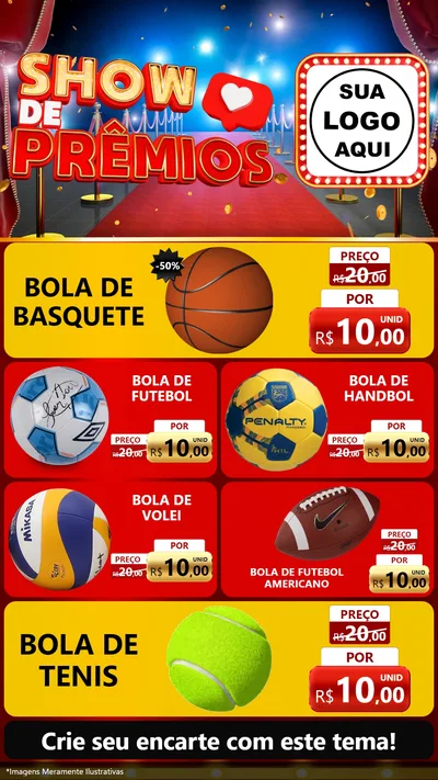 Modelo de TV para TV Vertical com o tema Show de Prêmios para Artigos Esportivos