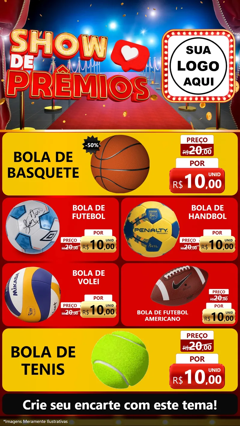 Modelo de TV para TV Vertical com o tema Show de Prêmios para Artigos Esportivos