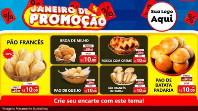 Modelo de TV para TV Horizontal com o tema Janeiro de Promoção para Padaria