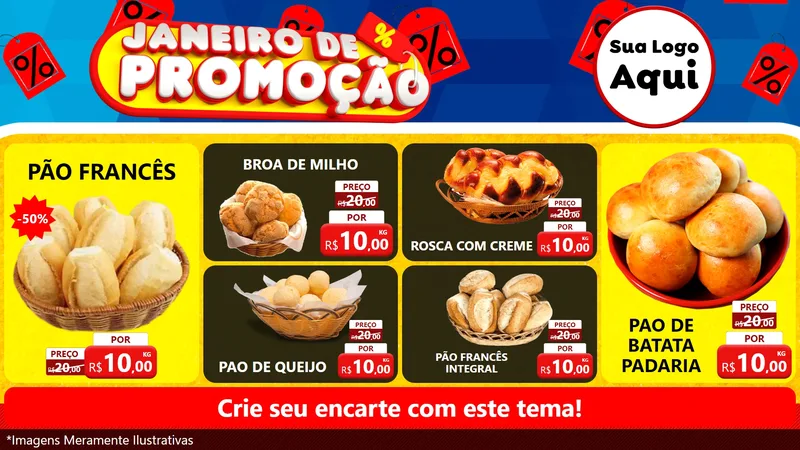 Modelo de TV para TV Horizontal com o tema Janeiro de Promoção para Padaria