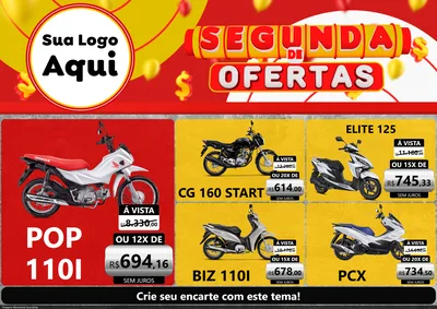 Modelo de Encarte para Encarte A4 Horizontal com o tema Segunda de Ofertas para Concessionaria de Motos