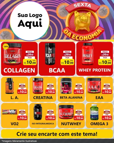 Modelo de Rede Social para Feed Instagram com o tema Sexta da Economia para Suplementos alimentares