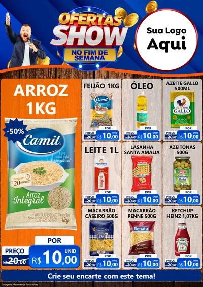 Modelo de Encarte para Encarte A4 Vertical com o tema Ofertas Show No Fim De Semana para Supermercado