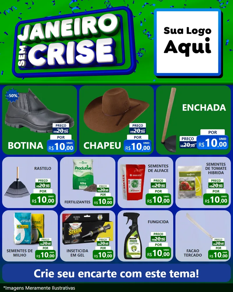 Modelo de Rede Social para Feed Instagram com o tema Janeiro Sem Crise para Agropecuária