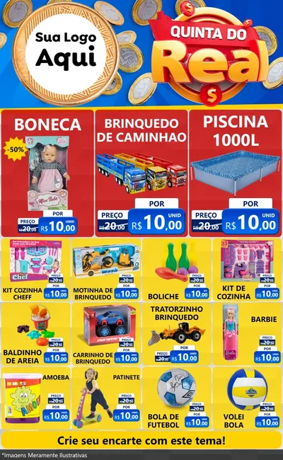 Modelo de Encarte para Encarte Grande com o tema Quinta do Real para Brinquedos