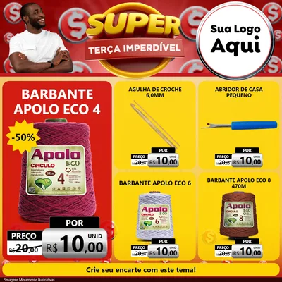 Modelo de Rede Social para Feed Facebook com o tema Super Terça Imperdível para Armarinho e Aviamentos