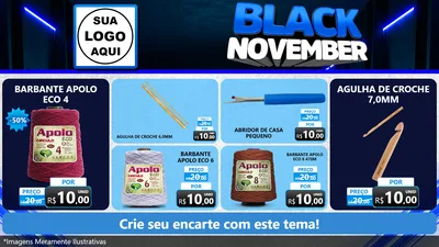 Modelo de TV para TV Horizontal com o tema Black November para Armarinho e Aviamentos