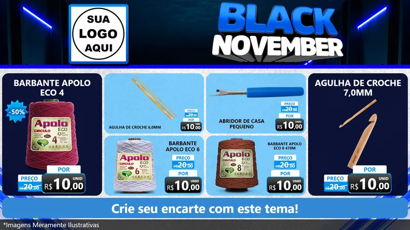 Modelo de TV para TV Horizontal com o tema Black November para Armarinho e Aviamentos