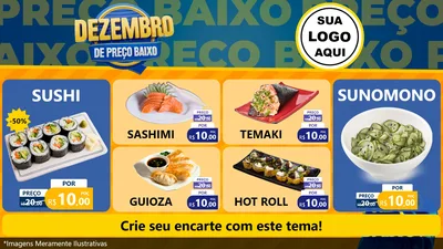 Modelo de TV para TV Horizontal com o tema Dezembro de Preço Baixo para Comida japonesa