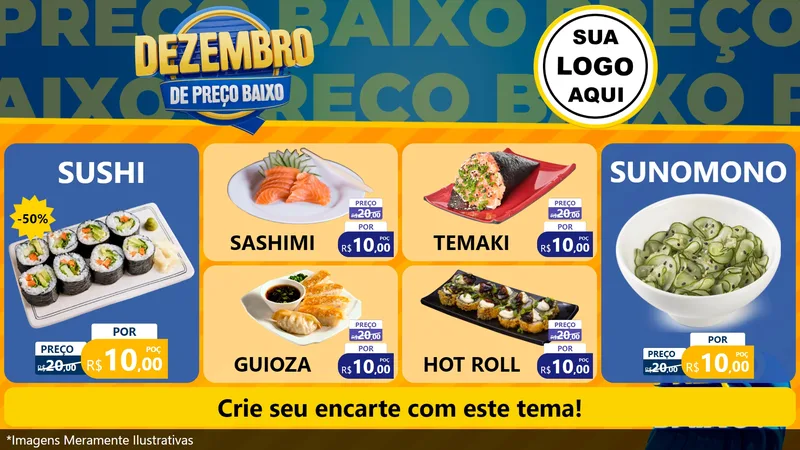 Modelo de TV para TV Horizontal com o tema Dezembro de Preço Baixo para Comida japonesa