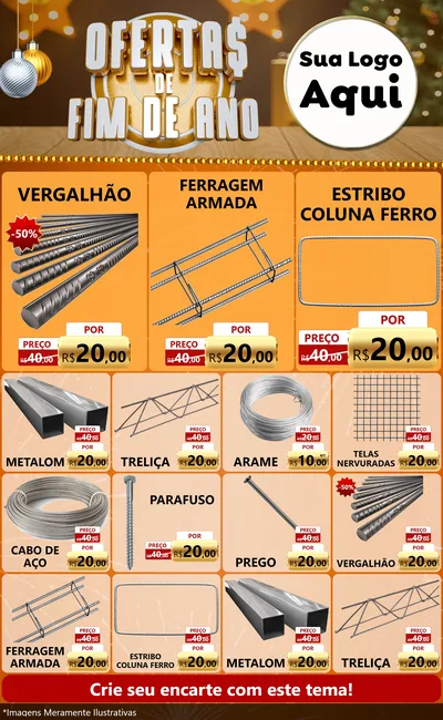 Modelo de Encarte para Encarte Grande com o tema Ofertas de Fim de Ano para Ferragens
