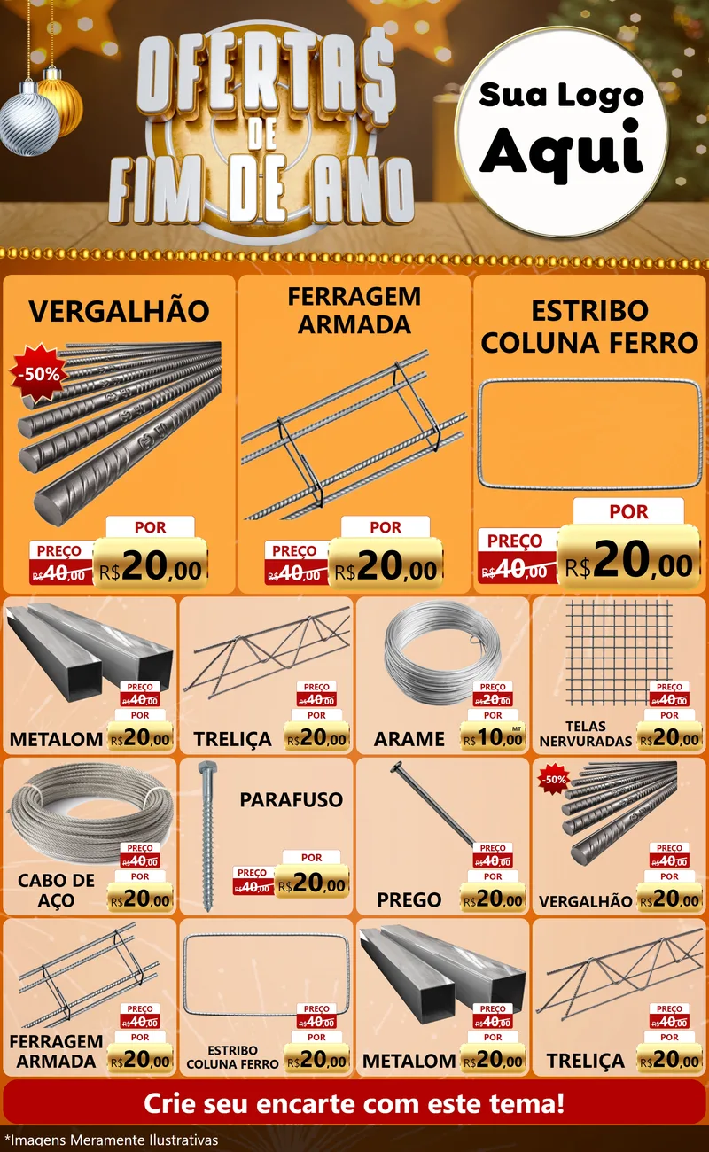Modelo de Encarte para Encarte Grande com o tema Ofertas de Fim de Ano para Ferragens