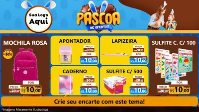 Modelo de TV para TV Horizontal com o tema Páscoa de Ofertas para Papelaria