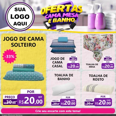 Modelo de Rede Social para Feed Facebook com o tema Ofertas Cama, Mesa e Banho para Cama, Mesa e Banho