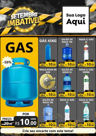 Modelo de Encarte para Encarte A4 Vertical com o tema Setembro Imbatível para Água e gás