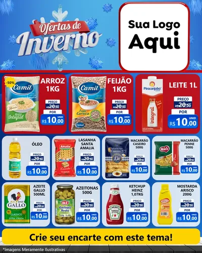 Modelo de Rede Social para Feed Instagram com o tema Ofertas de Inverno para Supermercado