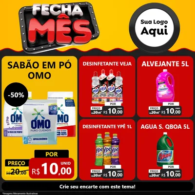 Modelo de Rede Social para Feed Facebook com o tema Fecha Mês para Produtos de Limpeza