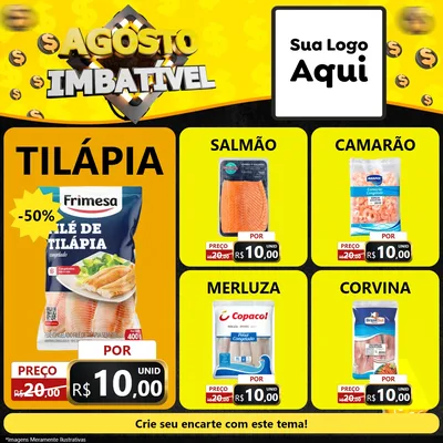 Modelo de Rede Social para Feed Facebook com o tema Agosto Imbatível para Peixaria