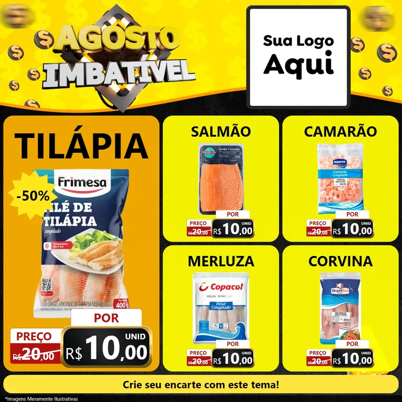 Modelo de Rede Social para Feed Facebook com o tema Agosto Imbatível para Peixaria