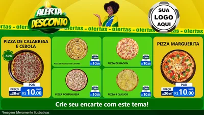 Modelo de TV para TV Horizontal com o tema Alerta de Desconto para Pizzaria