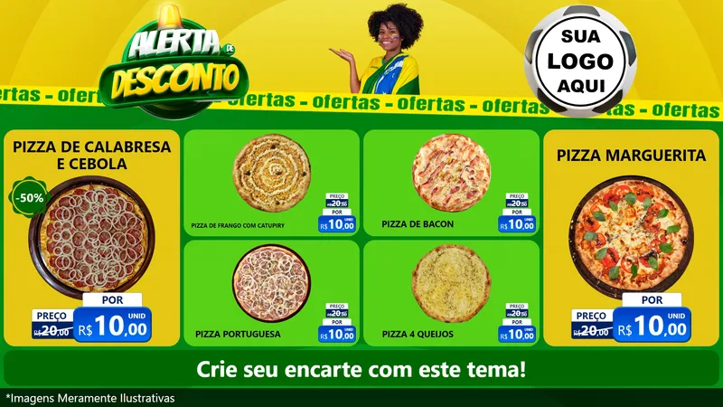 Modelo de TV para TV Horizontal com o tema Alerta de Desconto para Pizzaria