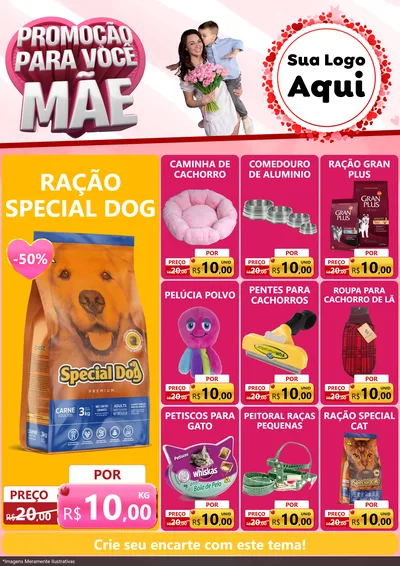 Modelo de Encarte para Encarte A4 Vertical com o tema Promoção Para Você Mãe para Pet Shop
