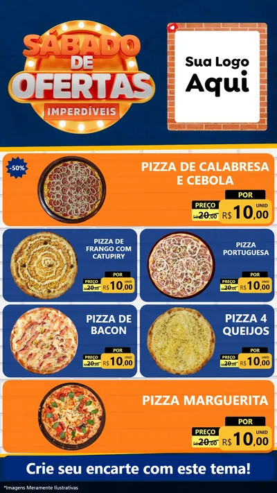 Modelo de TV para TV Vertical com o tema Sábado de Ofertas Imperdíveis para Pizzaria
